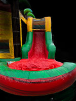 this is the slide that you access from the inside of the bouncy. This has a pool at the bottom that can be detached when used wet. 